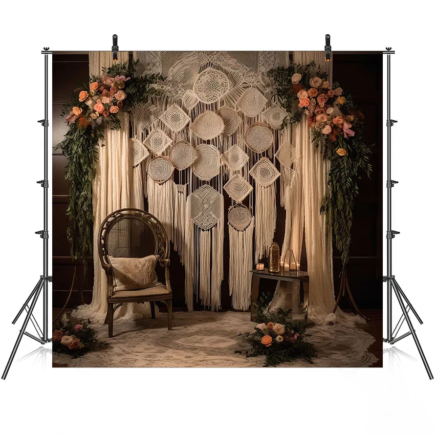 Mehofond Photography Backdrops Indoor Bohemia Flower Decor Maternity Kids Birthday Party Portrait Boho Curtain Background Props