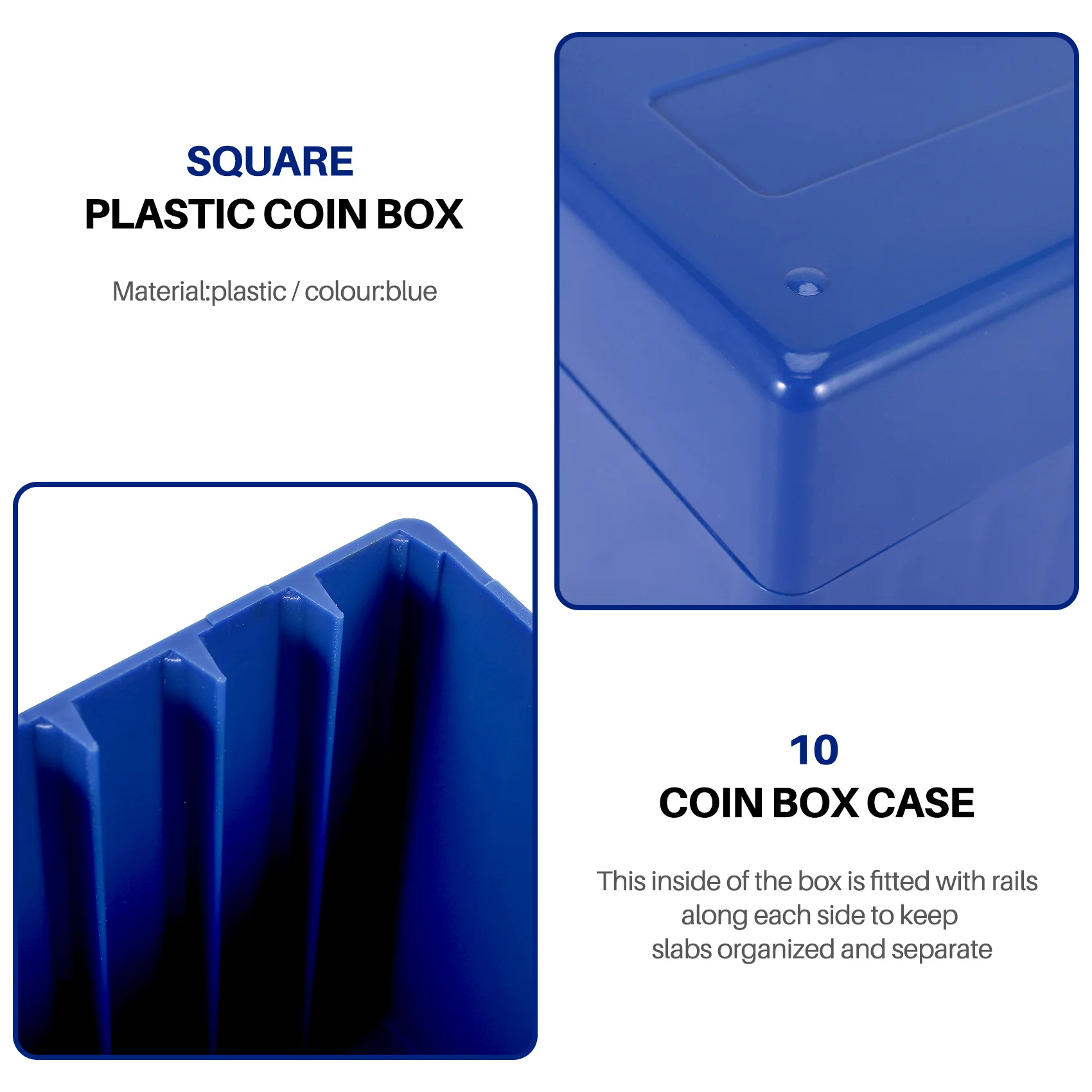 Square Plastic 10 Coin Capacity Holder Slab Storage Box Case Fit for PCCB NGC PCGS