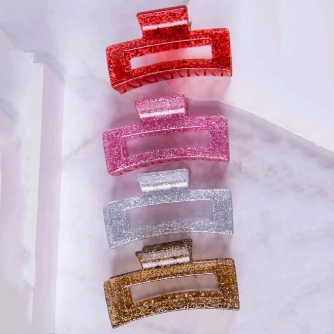 

4-piece set: purple-red heart claw clips, pink glittering hair clips, wedding, Mother's Day, party gifts, Valentine's Day