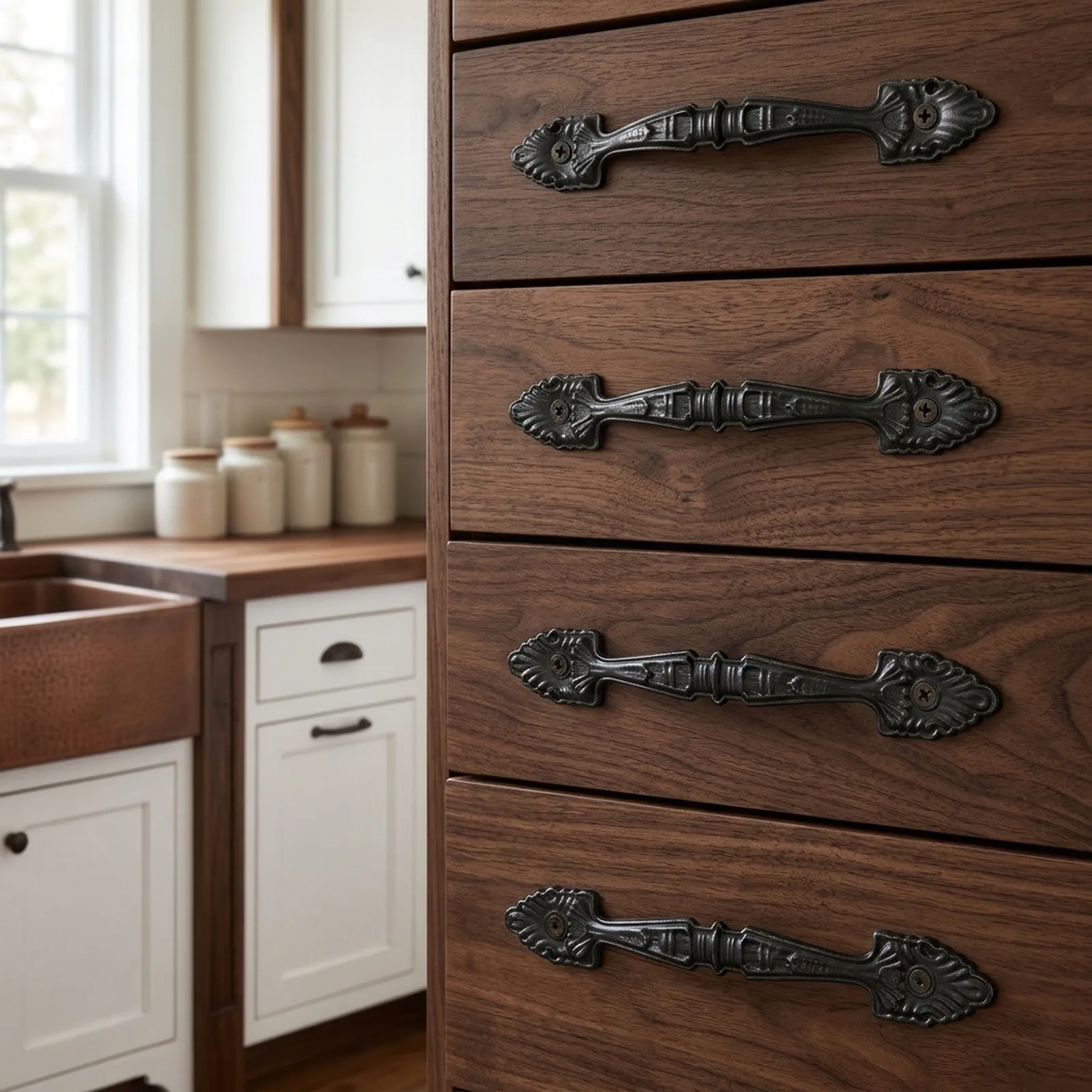 Hardware Pull Handle Cabinet Cast Iron Cupboard Drawer Gate Kitchen Shed 140mm/150mm Antique Practical  Hardware