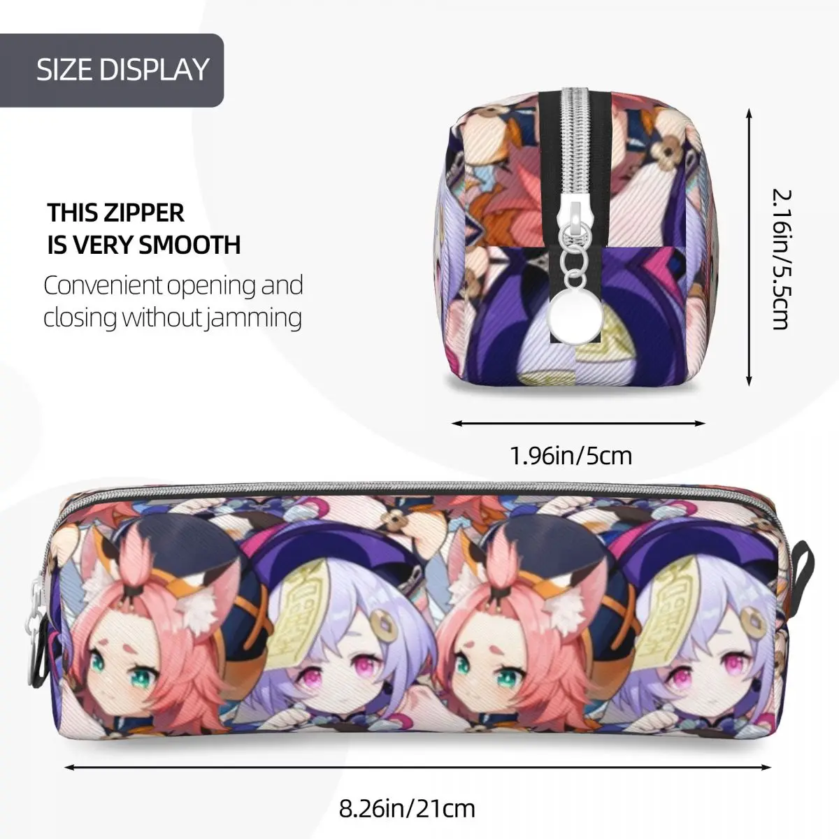 Imagem -04 - Qiqi Diona Genshin Impact Game Pencil Case Cute Pen Bolsa Material Escolar Presentes Menina e Menino Grande Capacidade