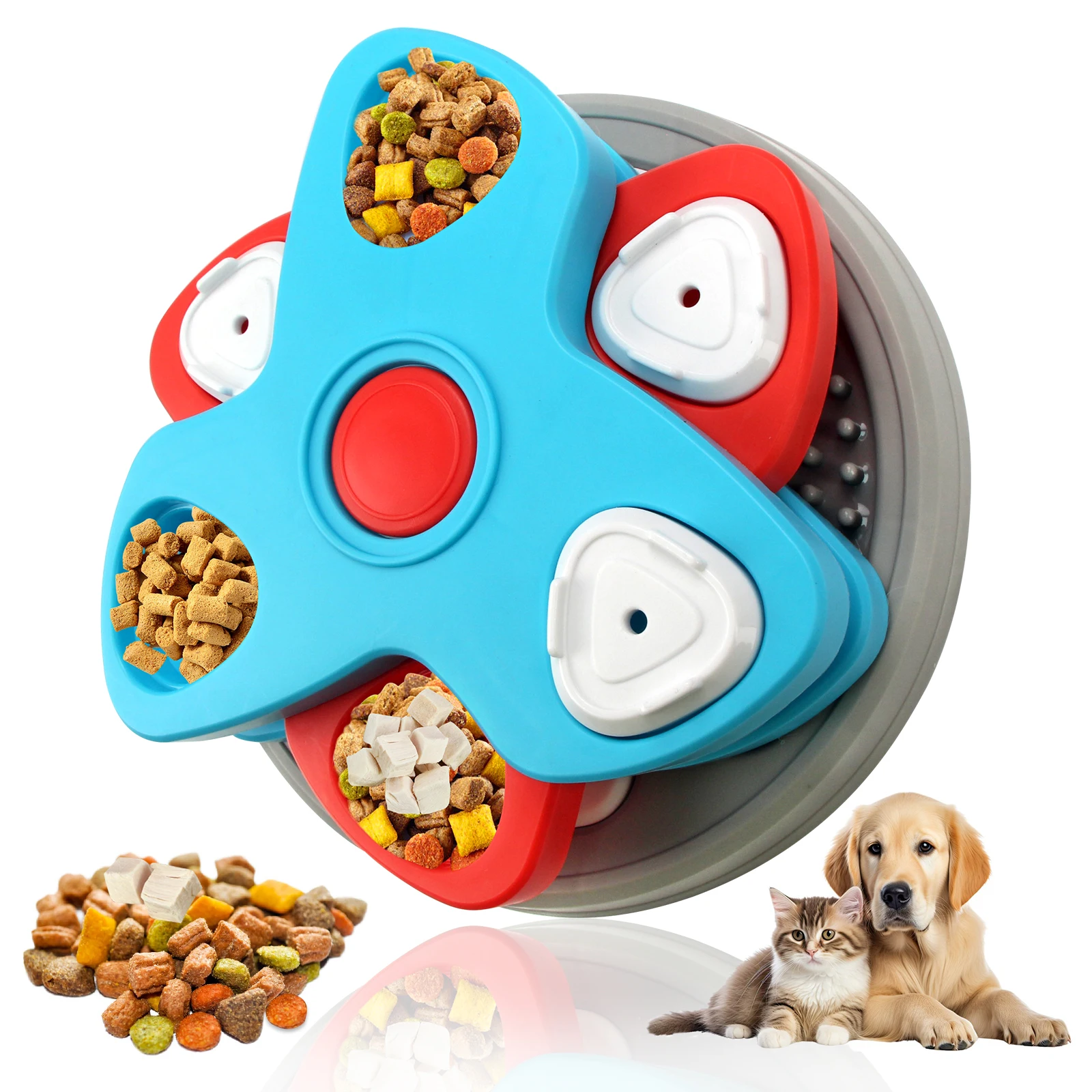 Interactive Dog Cat Puzzle Slow Feeder Bowl Food Grade PP Eco Friendly Pet Treat Puzzle IQ Training Mental Enrichment Pet IQ Toy