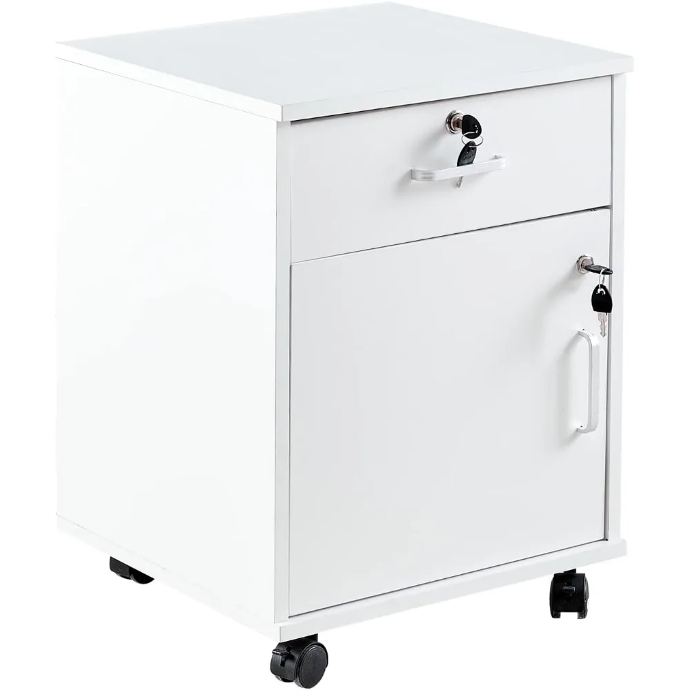 

Mobile Office Cabinet - Lockable Drawer, Rolling File Cabinet with 4 Wheels for Letter/Legal/A4 Documents