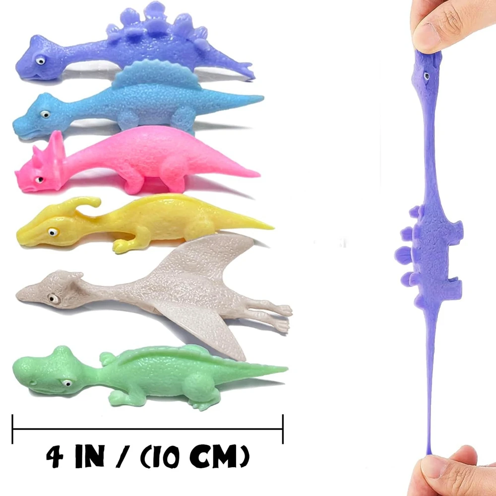 10PCS Sticky Squishy Rubber Flying Dinosaur Stress Relief Toys Funny Finger Animal Ejection Stretchy Toys Dinosaur Party Favors