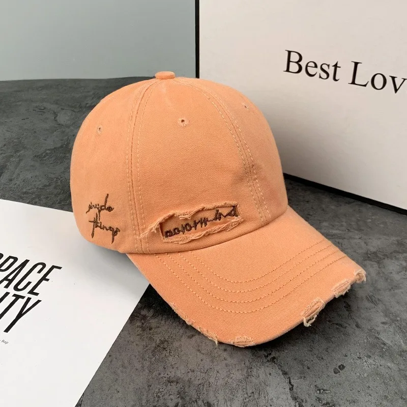 Vintage Washed Baseball Cap für große Kinder, modische Sonnenmütze mit Buchstabenstickerei für Frühling und Sommer, Streetwear-Hüte für Herren. – Detail 5