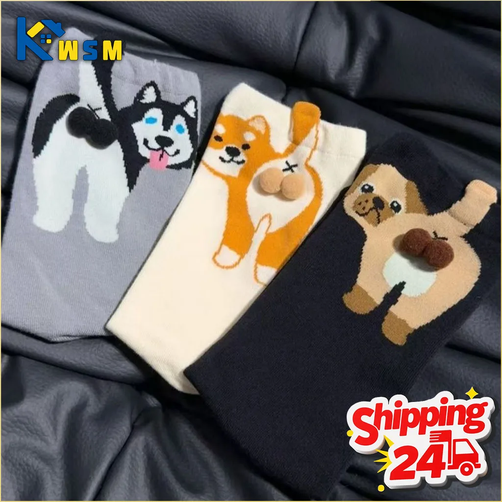 جوارب كلب بتصميم بيضة غريبة الأطوار للجنسين، نمط جرو كرتوني للنساء والرجال والأزواج، ملابس مريحة غير رسمية طوال الموسم