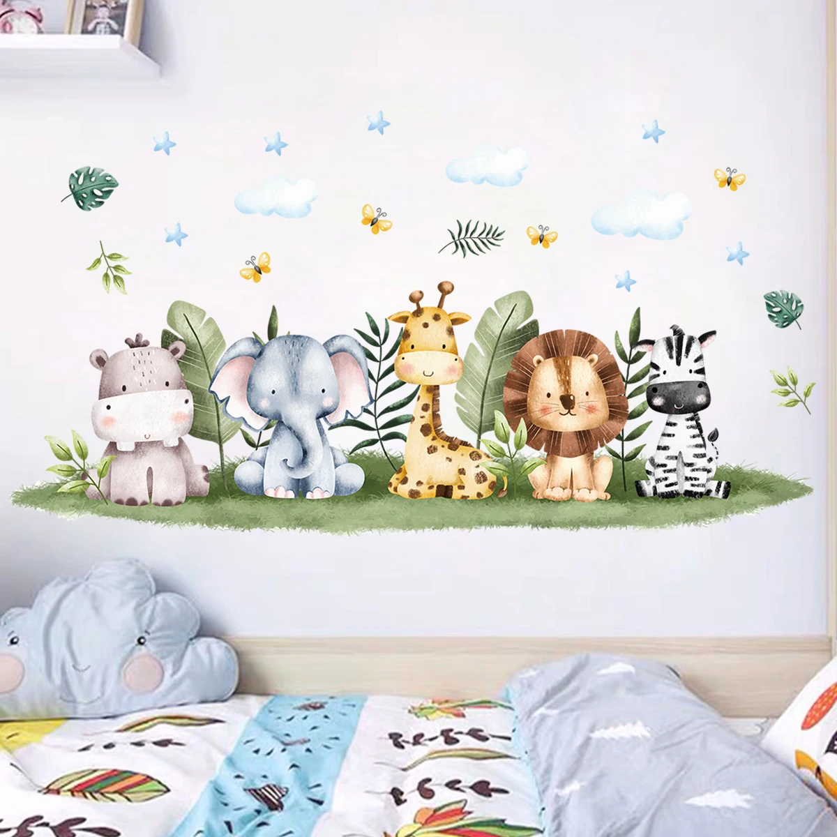 1Pc Cartoon Animals Lion Giraffe Wall Sticker for Wall Decoration Children Room Kids Room Decor for House Living Room Bedroom