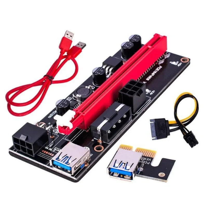 بطاقة مهايئ USB 3.0 PCI-E Riser, VER 009S, Express 1x, 4x, 8x, 16x, موسع Pcie, SATA, 15Pin إلى 6 Pin Power