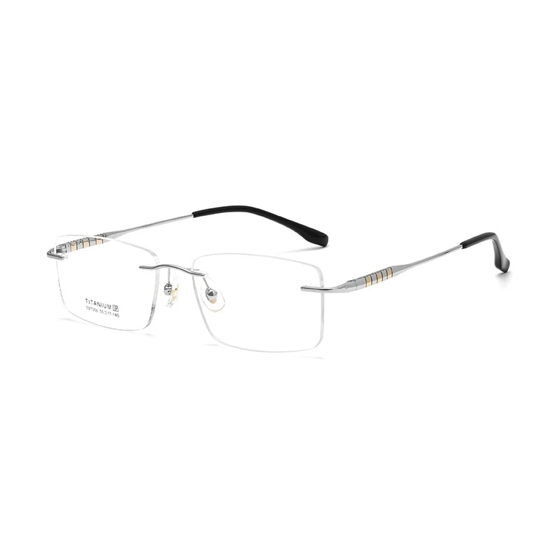 

KJDCHD Men Optical Prescription Rimless Glasses Blue Light Blocking Photochromic Anti-Reflective Anti-Scratch Recipe Eyewear