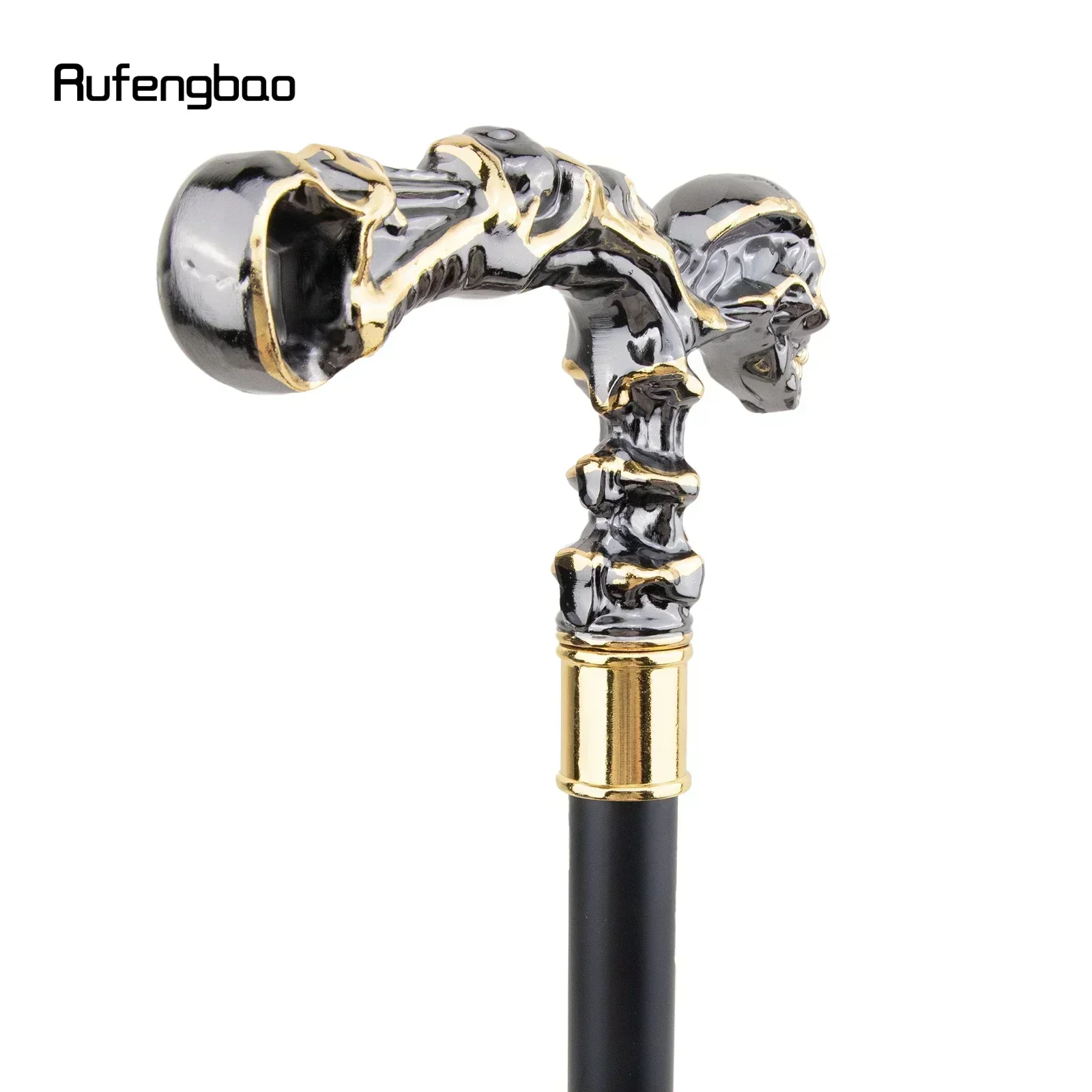 Golden Black Skull Walking Stick Decorative Vampire Cospaly Vintage Party Fashionable Walking Cane Halloween Crosier 93cm view 4