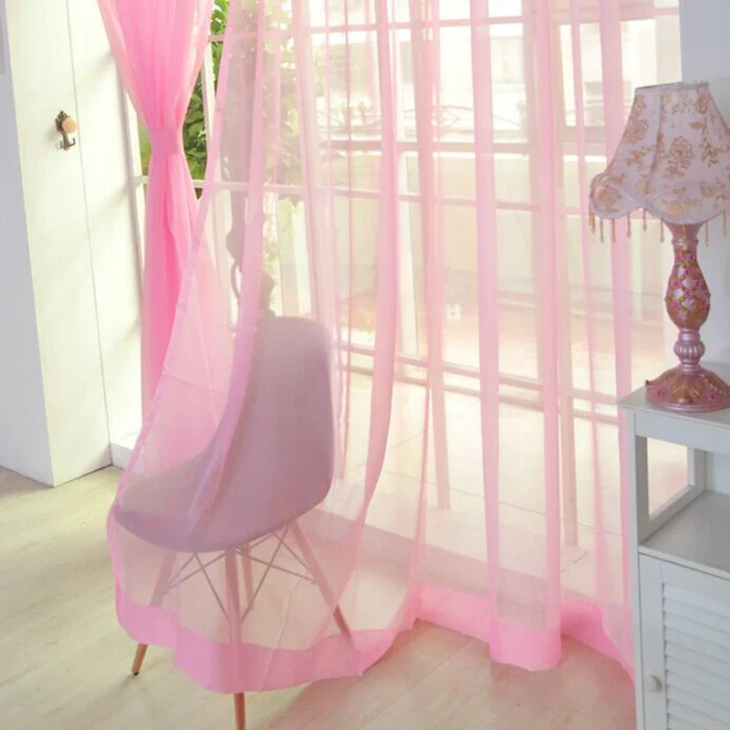 Colorful Tulle Voile Scarf Curtain Panel, Sheer Divider For Door Casement, 2m*1m, Fit Rod Pocket, Home Decoration