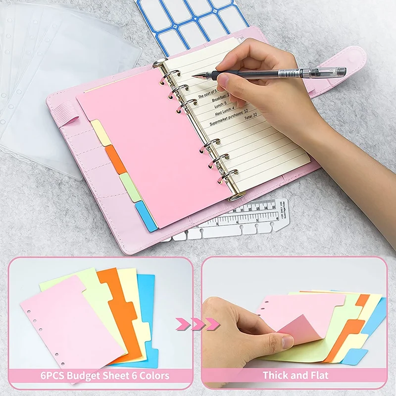 A6 Budgeting Binder Planner With 15 Pcs Cash Envelopes And 40 Budget Sheets, Ruler Budget Wallet Organizer