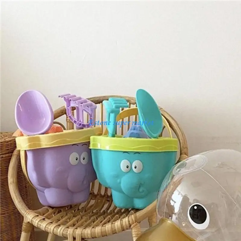 090b Elephant Beach Set Kids Sand Toy Toy Bucket Rake Phelt for Turtle for Crocodile Hippo Moules Water