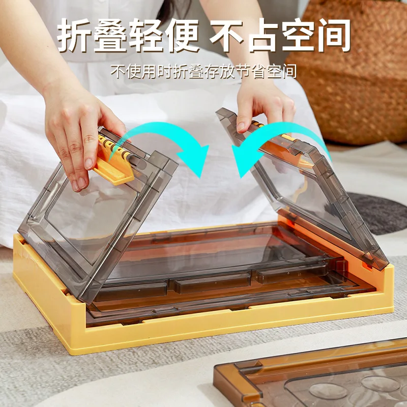 Foldable Storage Boxes Transparent Side-opening Plastic Toy Storage Cabinet Car Storage Box Outdoor Camping Storage Boxes