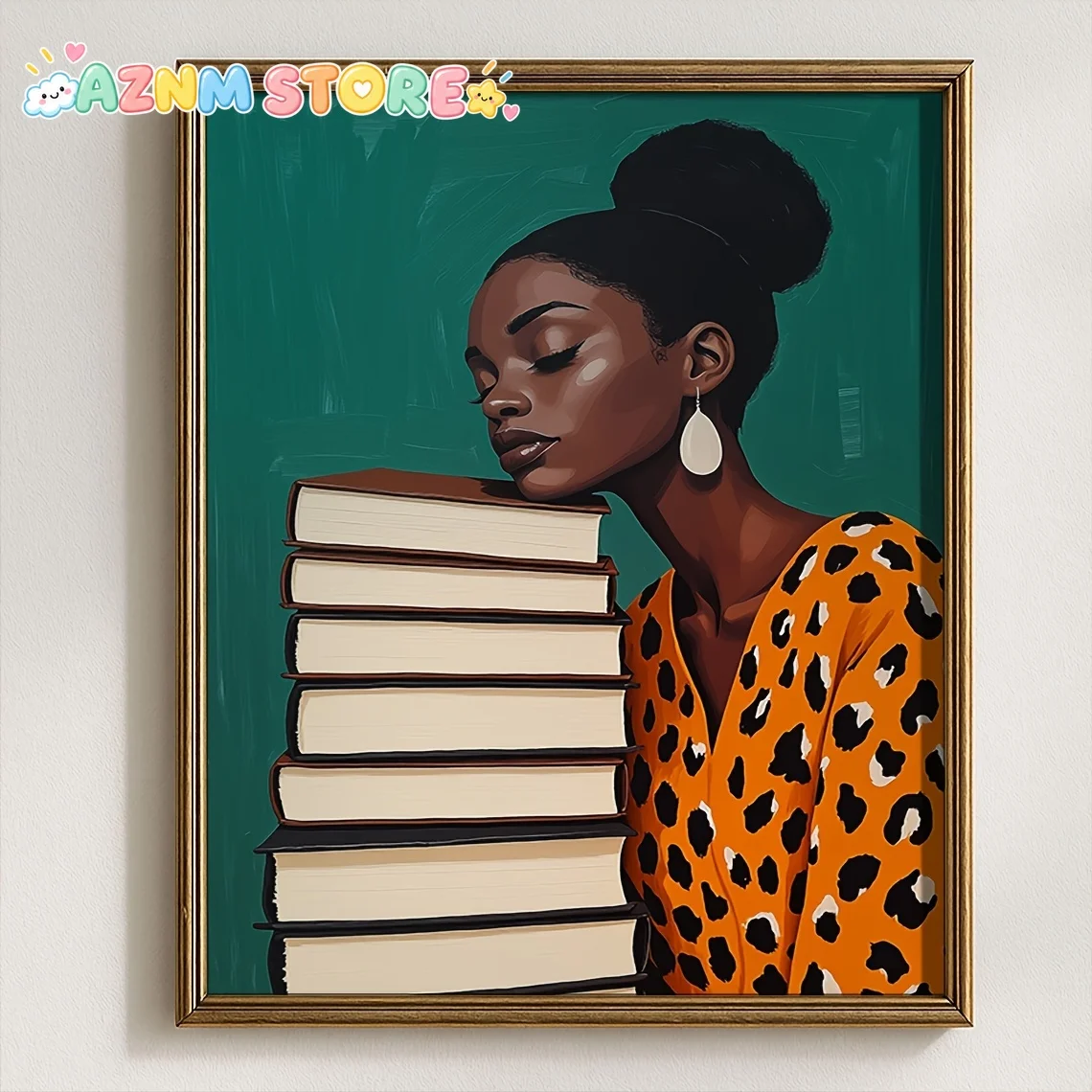 1pc Book Lover Wall Art - with Books Print, African Author & Literature Poster, Modern Classic Vertical Portrait for Home Lib