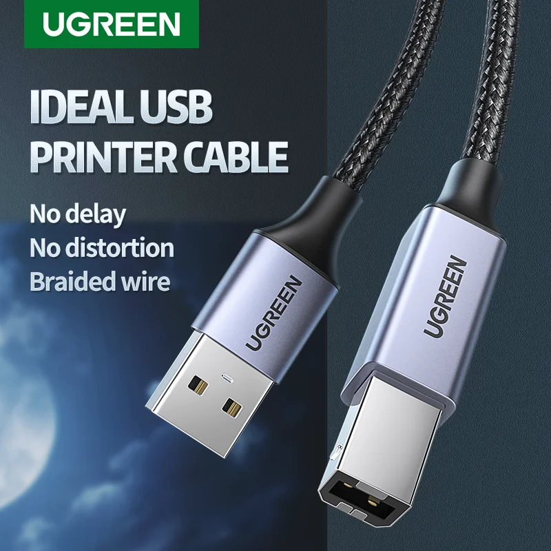 UGREEN-USB 프린터 케이블 USB 2.0, 유형 A, 남성-유형 B, 남성 프린터 스캐너 케이블 코드, HP Canon Lexmark Epson DAC 용 고속