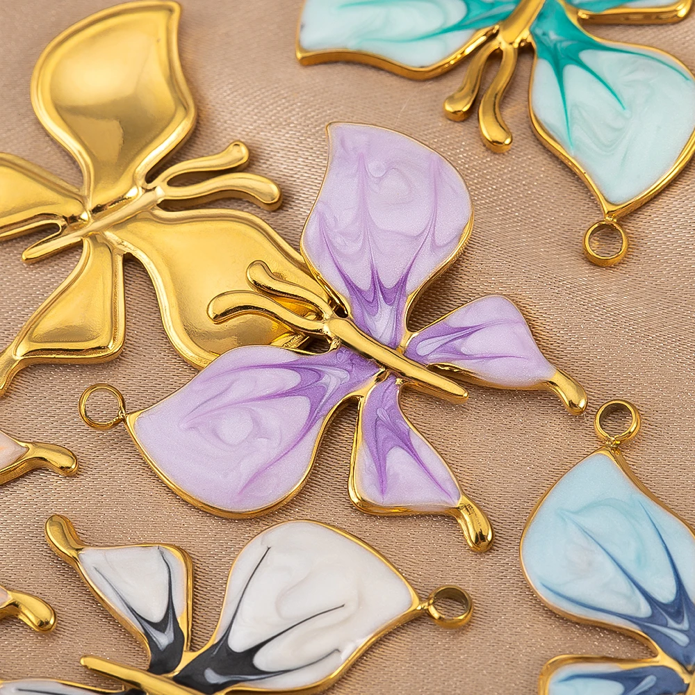 

Wholesale 2pcs Stainless Steel Multicolor Butterfly Pendants Charms for Women DIY Necklace Bracelet Jewelry Accessories Findings