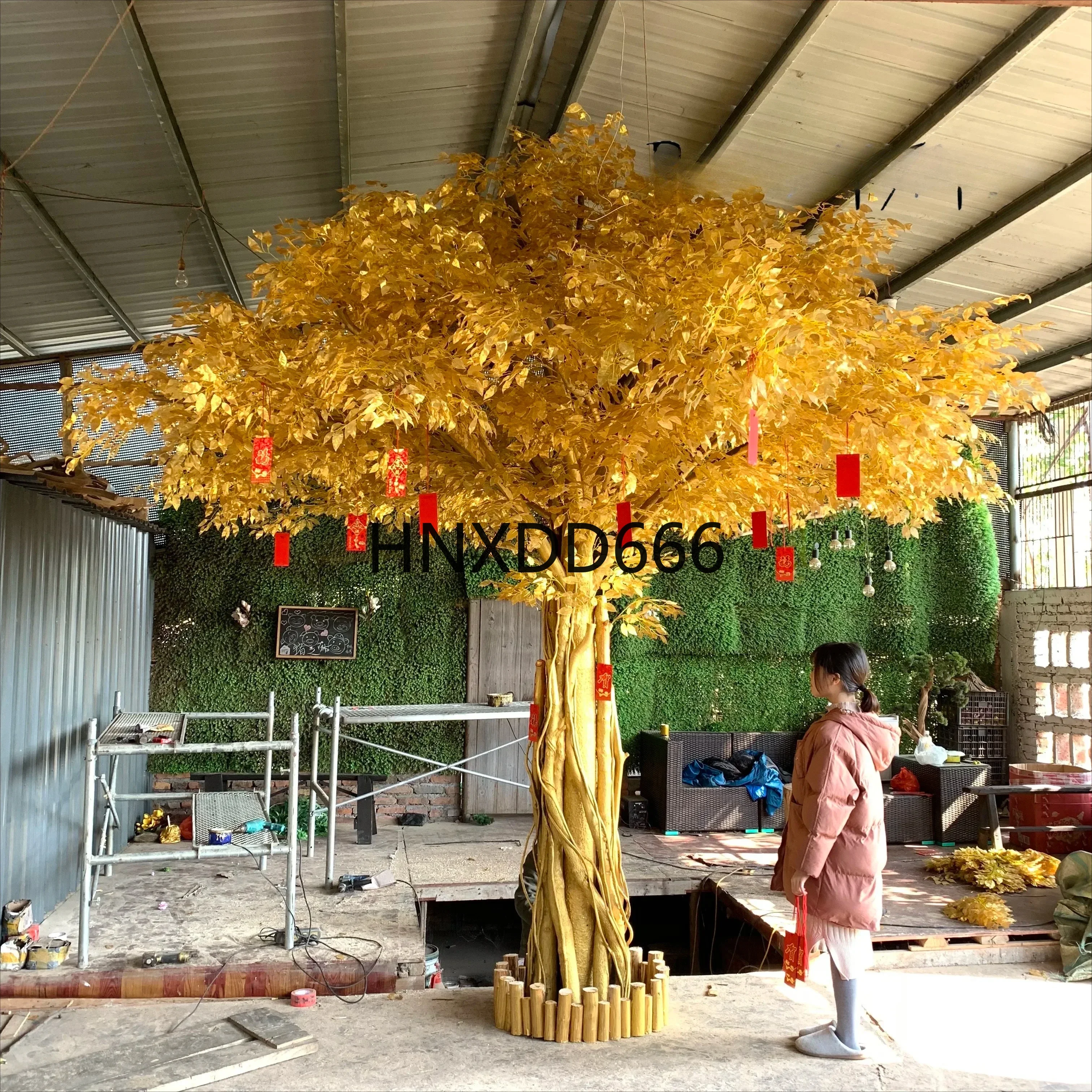 Simulation golden banyan cash tree wishing fortune tree red envelope new real trunk simulation trunk fashion