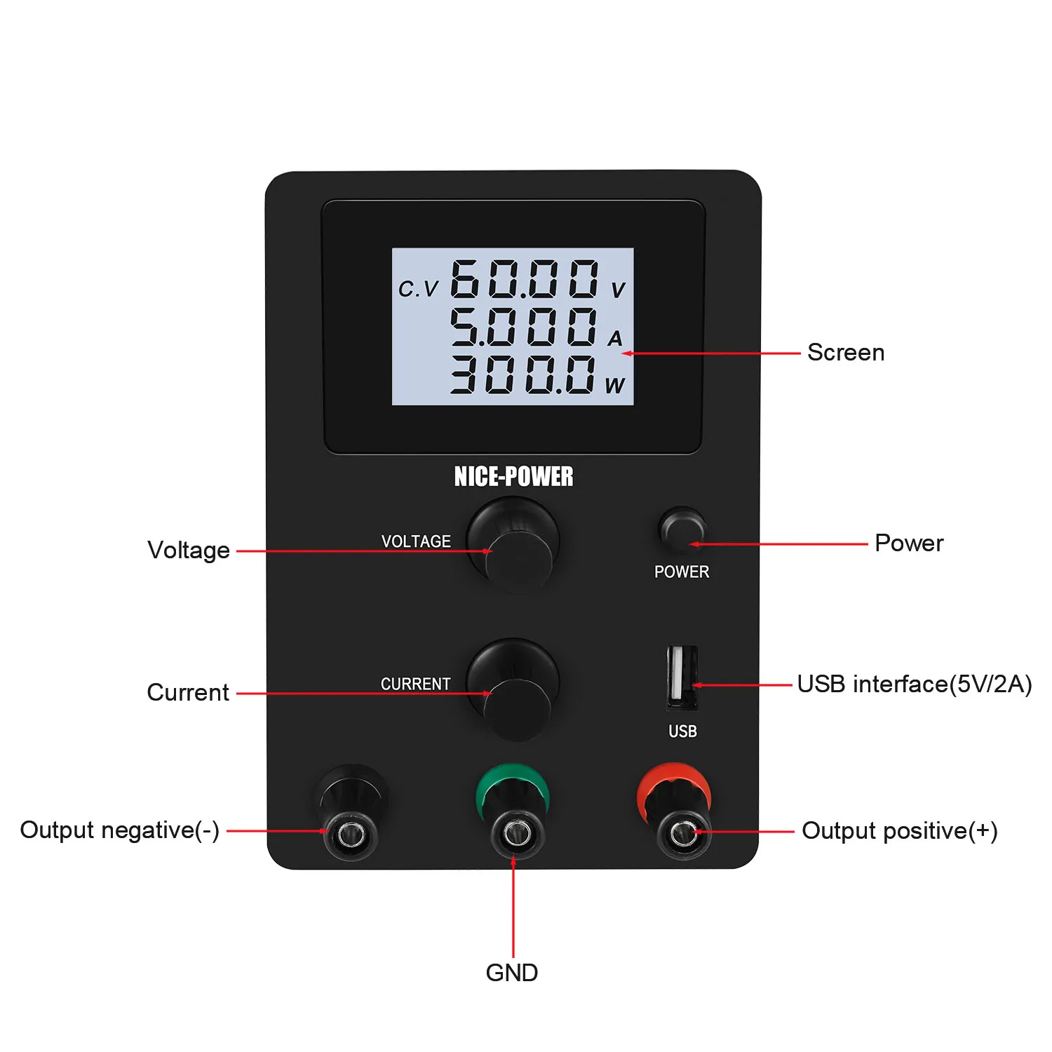 R-SPS605D Laboratory Four Digital Adjustable Power Source 60V 5A DC Variable Bench Power Supply