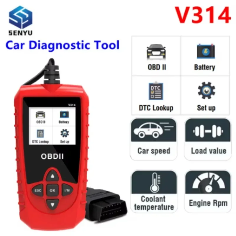 Universal Car OBDII Scanner - Automotive Diagnostic Tool with Onboard Code Reading & Flaw Detection (V314)