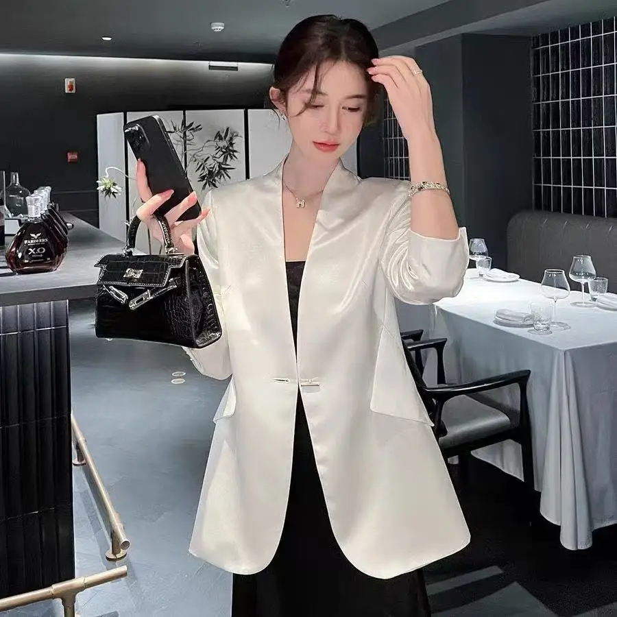 

Женский костюм Ele V-Ne President Sle, весна-лето, новинка, полиэстер, для офиса, приталенный крой