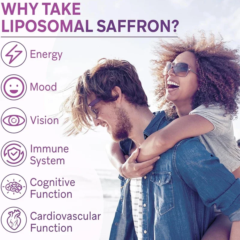 Liposomal Saffron Supplement, 100% Pure Saffron Extract Capsules, for Energy, Vision, and Focus -60 Vegetarian Capsules