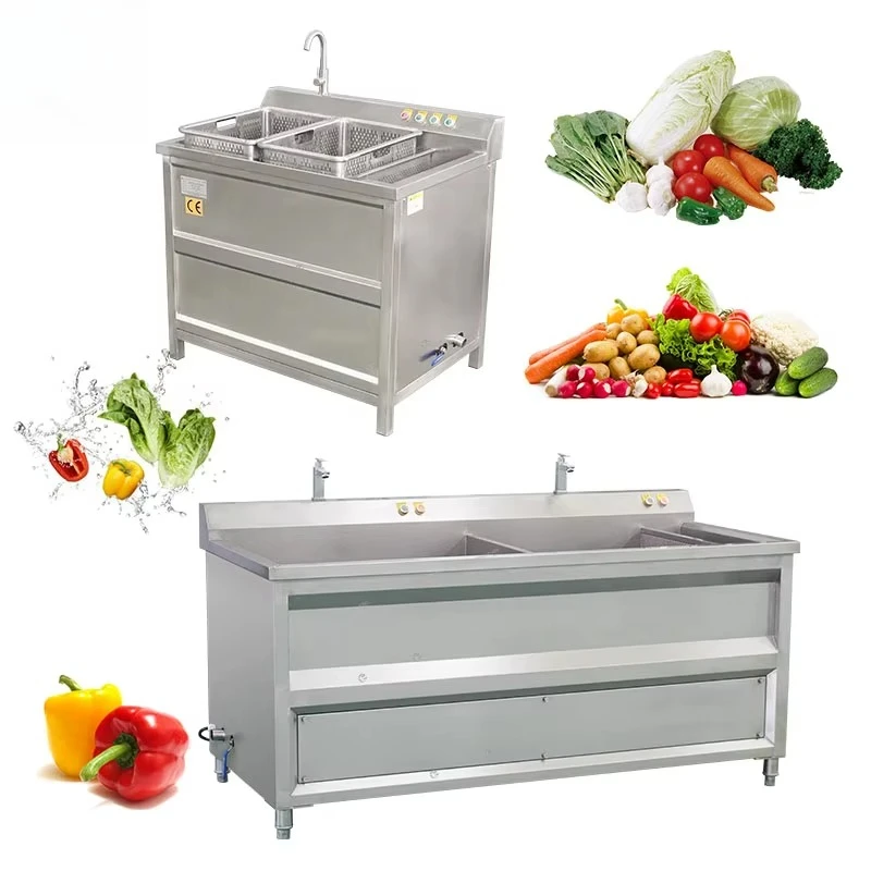 Double Tank Vegetable Washing Machine Fruit Corn Shrimp Meat Ultrasonic Ozone Bubble Washer with Four Baskets