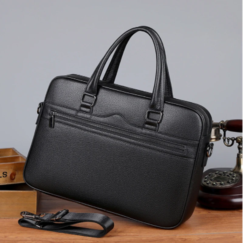 

new Luxury Briefcases For Men Leather Executive Business Office 15.6 Inch Laptop Portfolio Large Bag Documents men's handbag 02