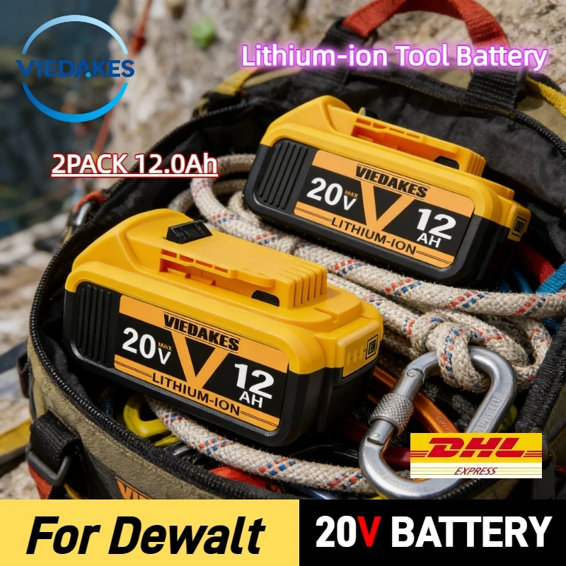 

100% original 20V 12.0Ah Battery, Replacement for Dewalt 20V Battery DCB200 DCB203 DCB204, Compatible for Dewalt Cordless Tools