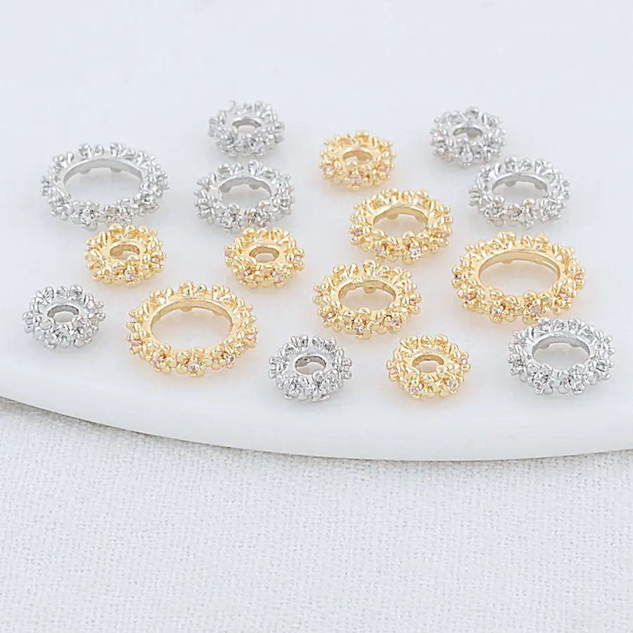 

6PCS 6MM 8MM 10MM 14K Gold Color Brass and Zircon Round Spacer Beads For Bracelet High Quality Diy Jewelry Accessories