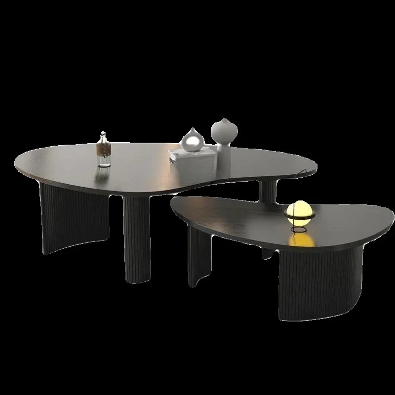 

Mid-Ancient Silent Style Creative Strange Shape Tea Table Solid Wood Minimalist Black Small Apartment Home Living Room
