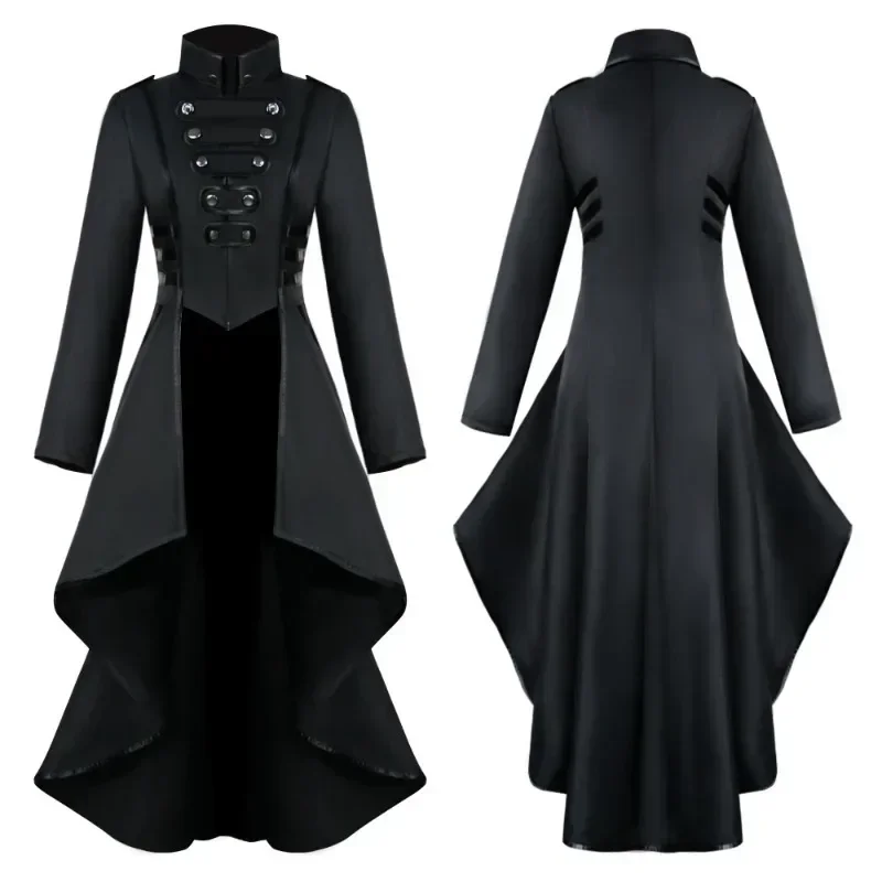 2024 Summer Women Medieval Dress, Tailcoat, Women's Clothing, Lapel, Irregular Hem, Retro Long Top, Women's Cos Costume