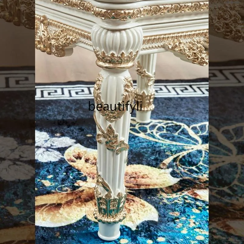European square table luxury living room full solid wood carving flower shell corner table French square table