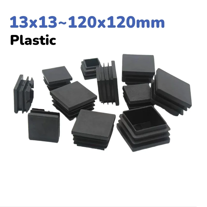 

Black Square Chair Foot Anti-slip Pad Tube End Cap Plastic Plug Furniture Accessories Plastic Pipe Plug Table For Steel Pipe