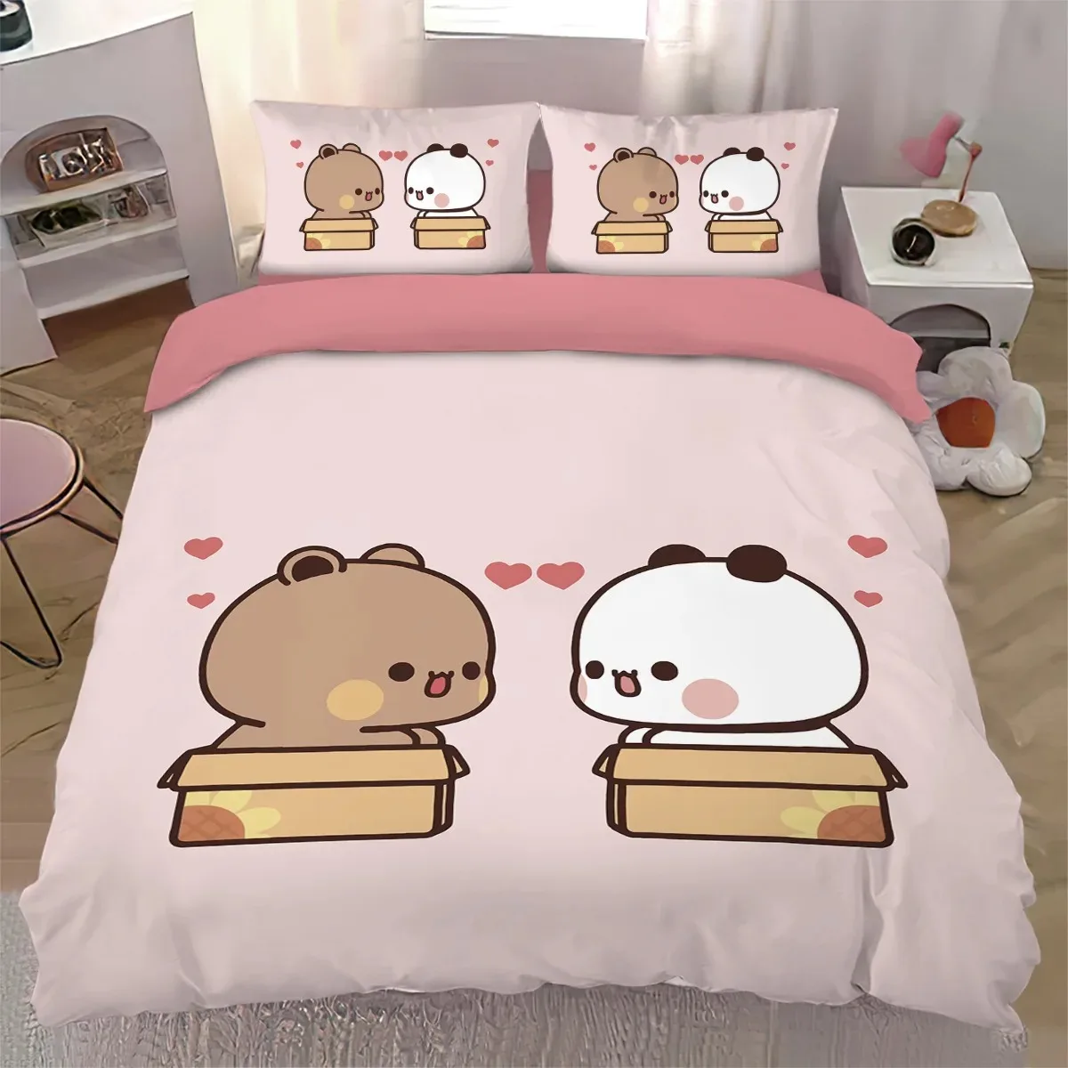 

Kawaii Bubu and Dudu Bedding Set Cute Bubu Dudu Duvet Cover Pillowcases Single Double Queen King