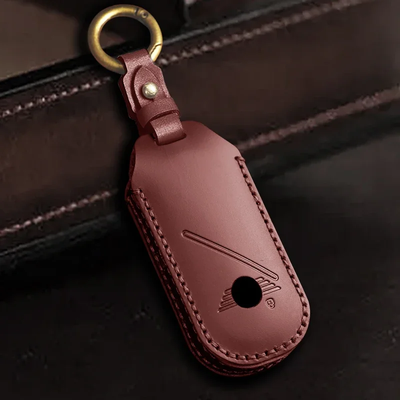 

Leather Car Fob Key Case Cover Protector For Bmw Mini Countryman Cooper One 2023 2024 Remote Accessories Holder Shell Keychain