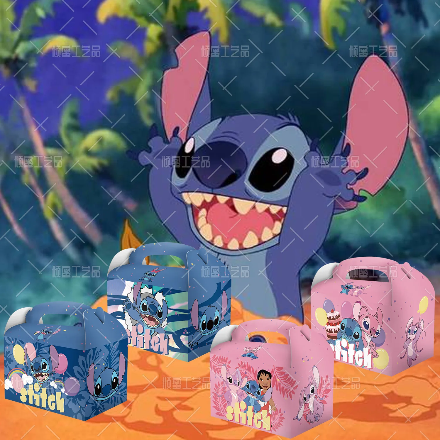 Stitch Gift Boxes for Children, Cartoon, Candy Cake Box, Birthday Party Decoration, Baby Shower Supplies, 12PCs