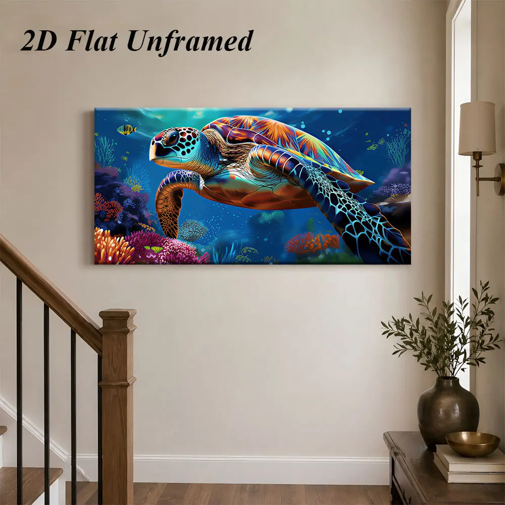 (1PC Unframe)1 piece of marine turtle decoration painting, modern minimalist living room, foyer, bedroom, dining room, frameless
