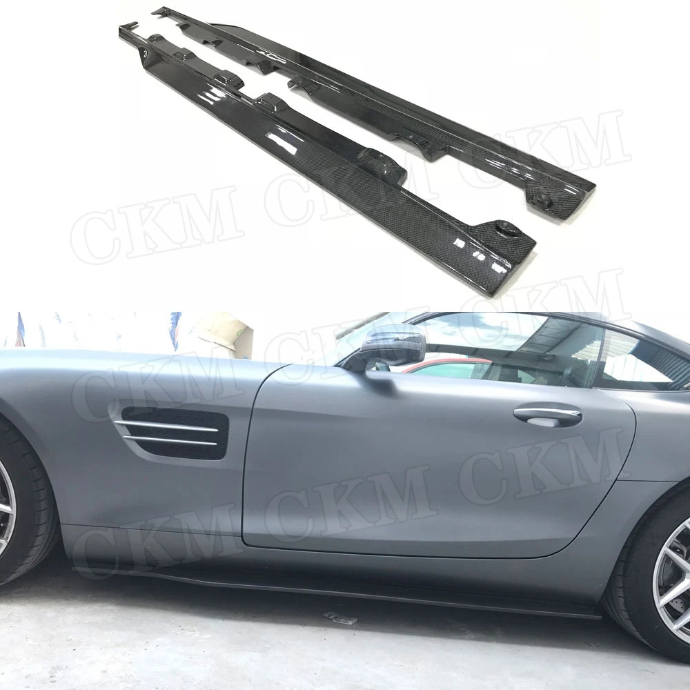 Углеродное волокно для Mercedes Benz GT GTS GTR AMG Coupe 2-дверный 2015 2016 2017 2018, боковые юбки, фартуки, боковой бампер, комплект кузова