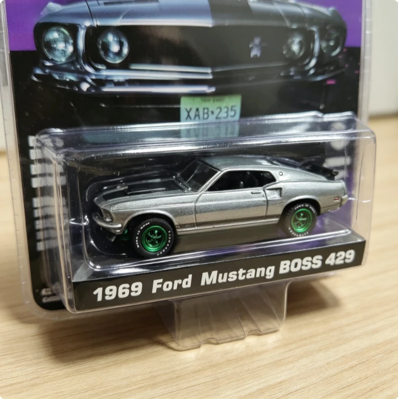 1-64-1969-フォード-マスタング-boss-429-グリーンマシンバージョン-ダイキャストメタル合金製モデルカー-おもちゃ-ギフトコレクション用