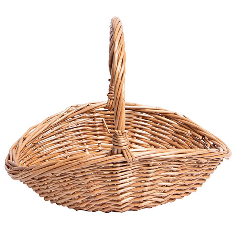 Wicker Picnic Basket Handle Empty Gift Basket Fill Open Top Market Harvest Baskets Garden Fruit Candy Wine Egg Gathering