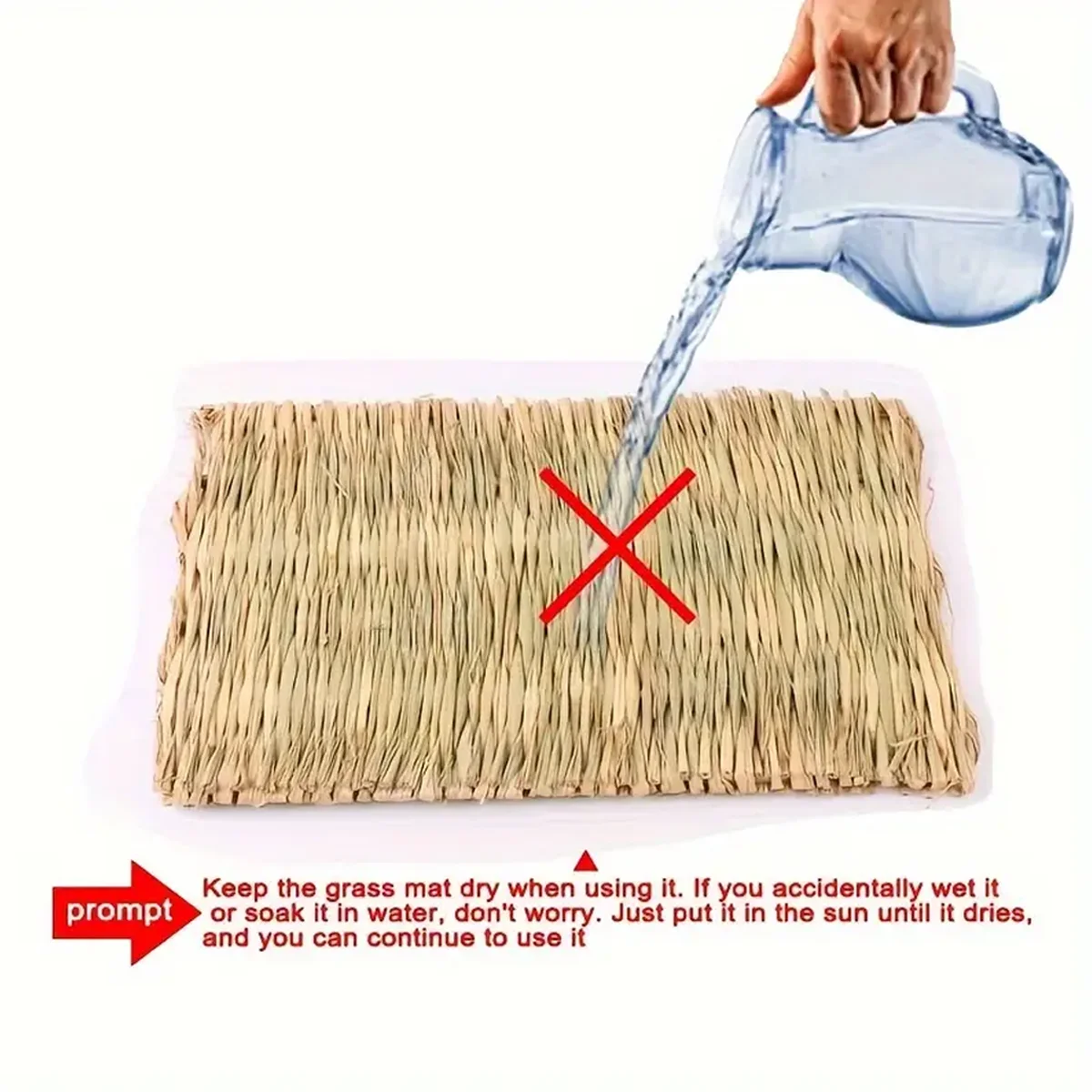 Natürliche Grasmatte für Kaninchen, Geeignet für Kleintierkäfige - Komfortable Unterlage für Kaninchenheubetten – Detail 5