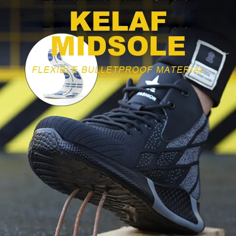 Man Safety Boots High top Safety Shoes Men Women Steel Toe Work Shoes Men Anti-smash Indestructible Construction Boots Winter
