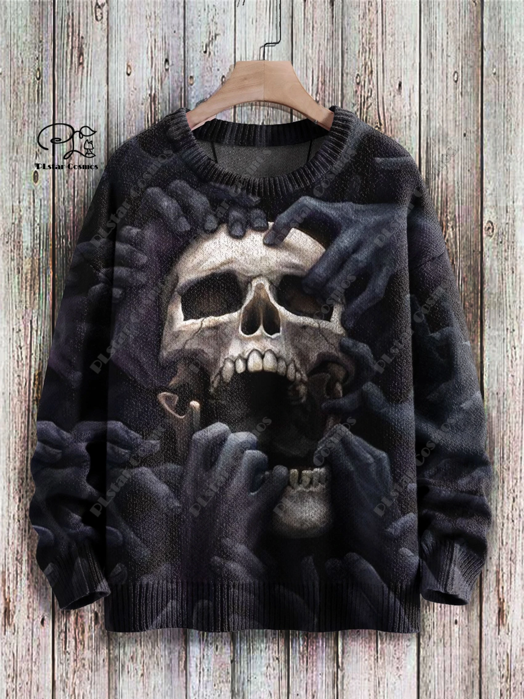 PLstar Cosmos New 3D Printed Horror Series Colorful Skull Pattern Ugly Sweater Winter Street Casual Unisex  K4