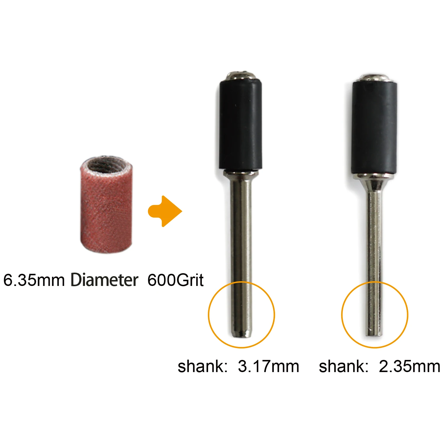 103 Stück 200er Schleif trommel satz 600mm Schleif bänder mit 6,35mm/2,35mm Schleif dorn für Dremel-Dreh werkzeuge