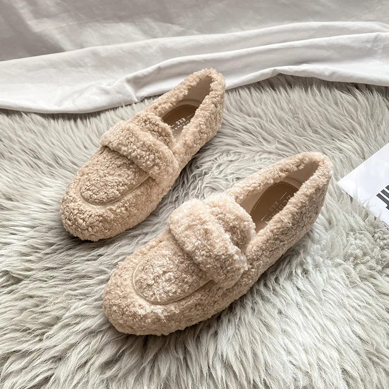 Moccasin Shoes Slip-on Round Toe Loafers Fur Women Female Footwear Casual Sneaker Shallow Mouth 2025 Fashion Women's Moccasins