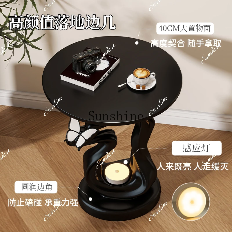 

Art light luxury edge few living room sofa creative antique French high-end small round table FT