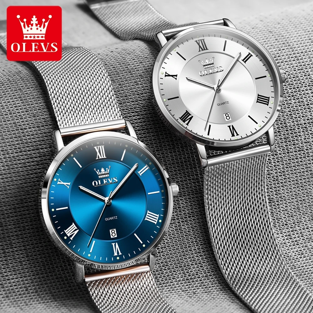 OLEVS 5623 Jam Tangan Pria Jam Tangan Kuarsa Pria Bisnis Sederhana Modis Jam Tangan Pria Tanggal Otomatis Kedap Air Asli Ultra Tipis Klasik