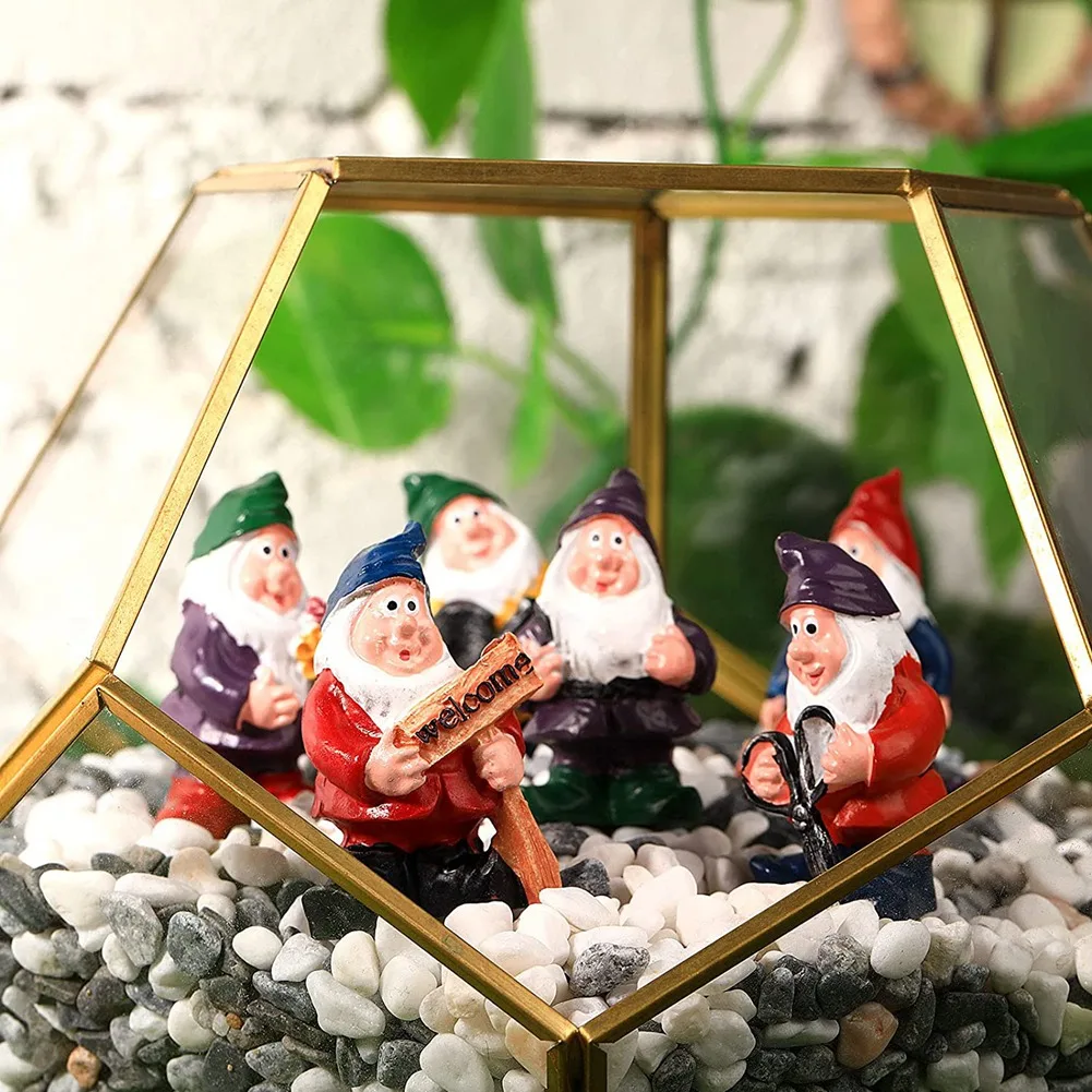 7 Pieces Gnomes Fairy Resin Statues Mini Garden Statues Decoration Tale Statue for Holiday Festival Decoration