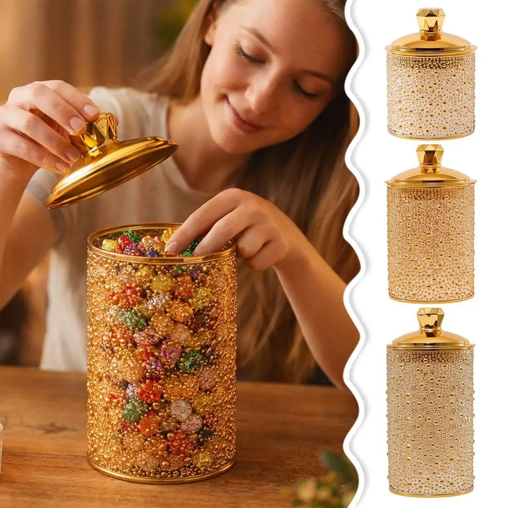 

With Lid Airtight Food Storage Jar PET Bottle Gold Foil Pantry Food Container Reusable Spice Jars Kitchen Counter